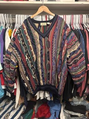 Vintage 90s Golfsmith Coogi Style 3D Knit V-Neck Sweater XXL